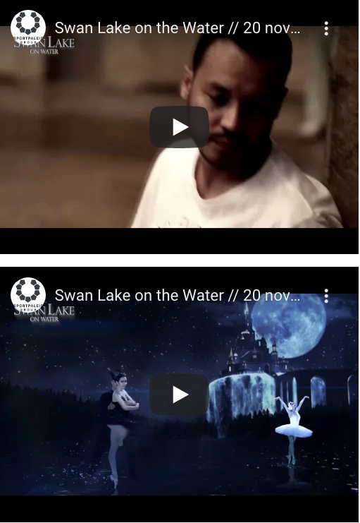 Screen shot. Lotto-Arena. Swan Lake on the Water. Le Lac des Cygnes sur l|Eau. 2021-11-17